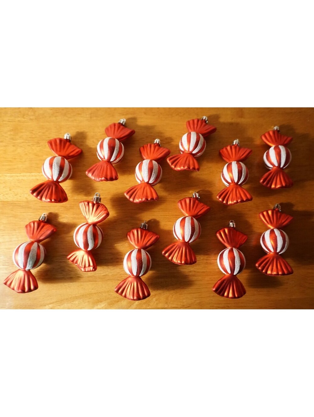 12 Candies Red & White Peppermint Candy Christmas Tree Ornaments Home Decor NEW
